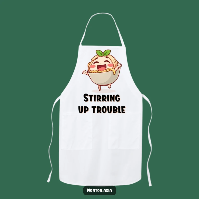 Funny Laughing Noodle Bowl Apron: Dancing Chef Character - Hilarious Funny Gift!