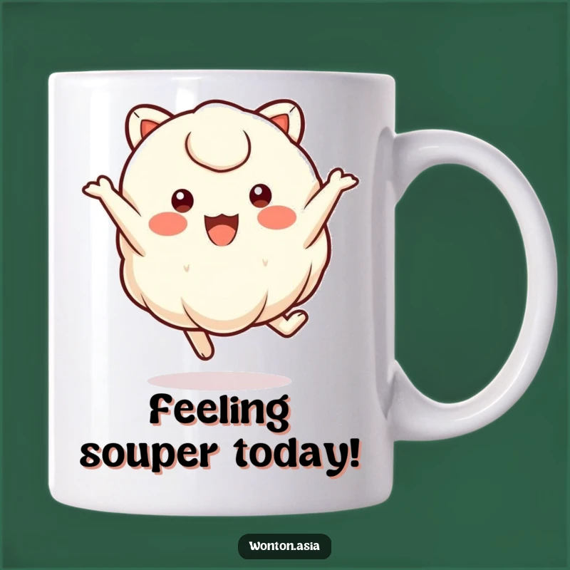 Funny Jumping Wonton Mug: Happy Dumpling Gift for Foodies