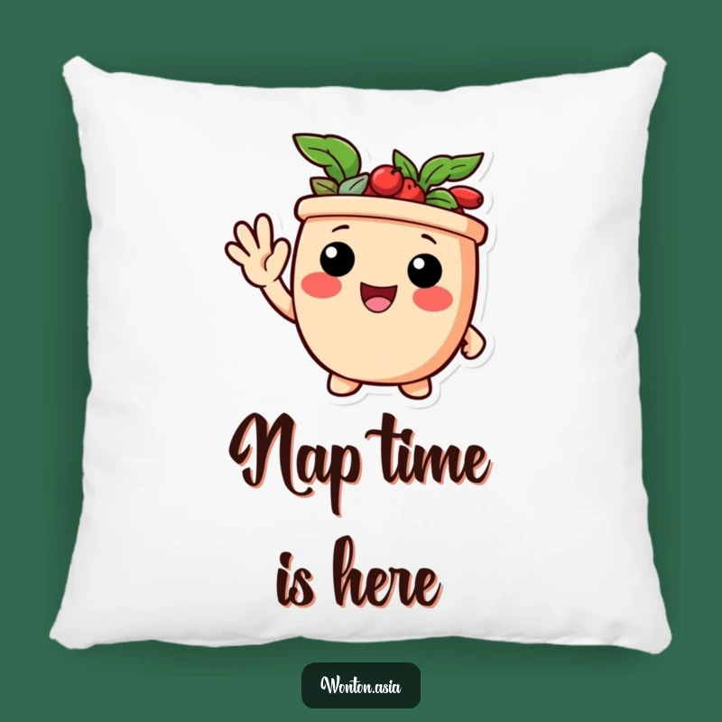 Funny Waving Potsticker Pillow: Delighted Character Comfort - Cute Funny Gift!