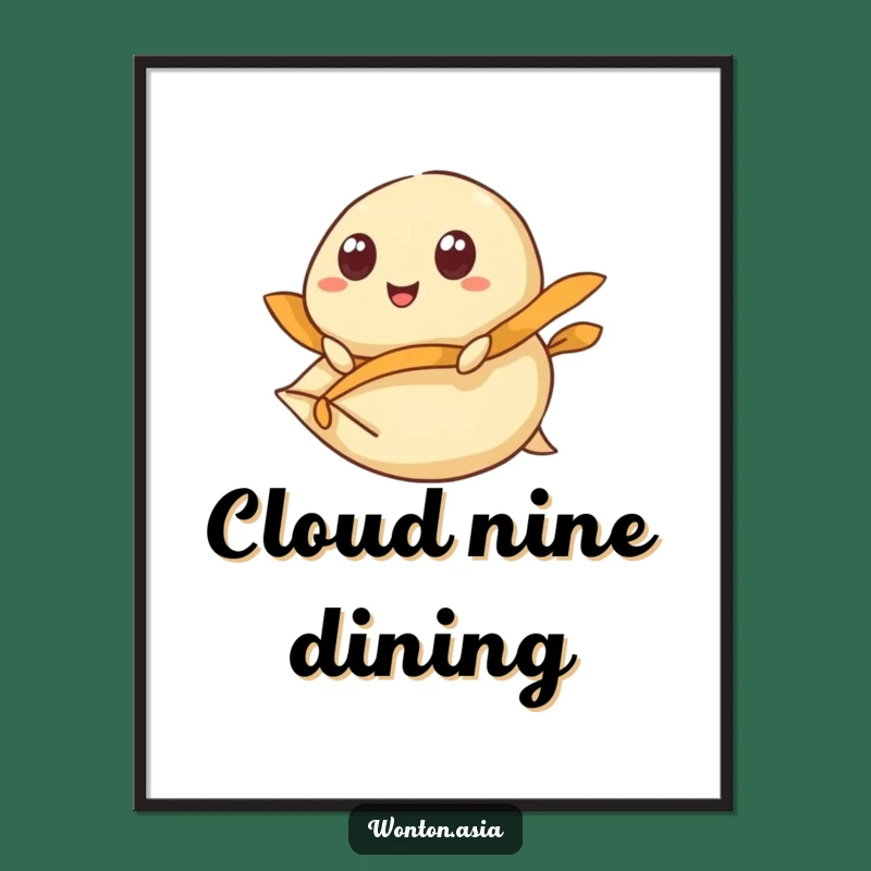 Funny Flying Dumpling Wonton Digital Art: Instant Adventure for Your Walls!