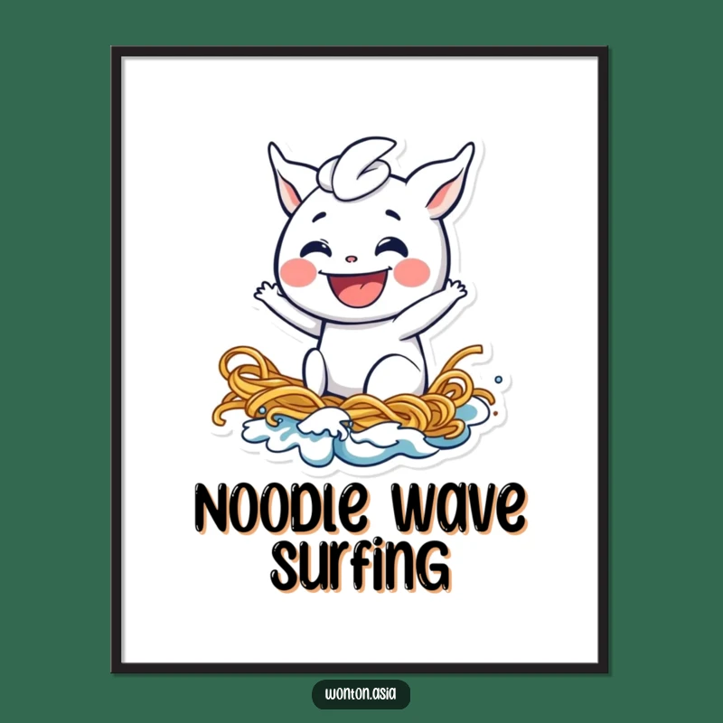 Funny Playful Wonton Noodle Digital Art - Instant Food & Humorous Decor