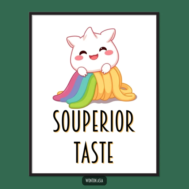 Funny Wonton Rainbow Noodle Digital Art: Instant Cheer for Your Walls, Unique Gift!