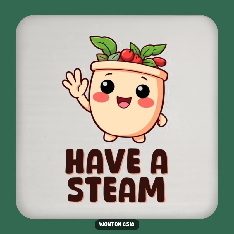 Funny Waving Potsticker Coaster: Delighted Greeting Protection - Cute Funny Gift!