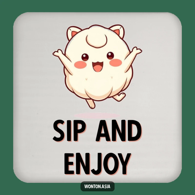 Funny Jumping Wonton Drink Coaster: Protect Surfaces with Dumpling Fun