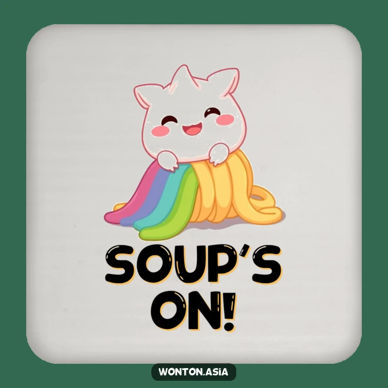 Funny Wonton Rainbow Noodle Coasters: Protect Surfaces with Smiles, Perfect Gift Set!