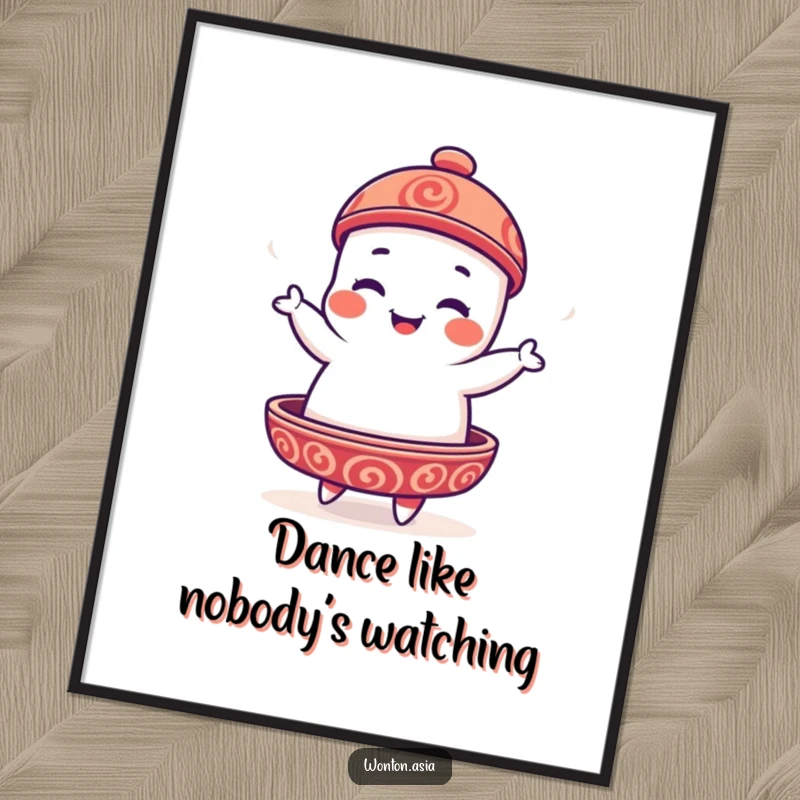 Funny Dim Sum Platter Poster illustrating a playful dim sum character performing a lively and silly jig.