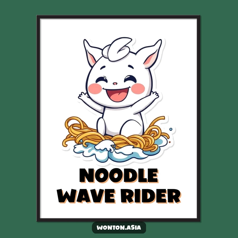 Funny Playful Wonton Noodle Poster - Whimsical Food Art & Gift