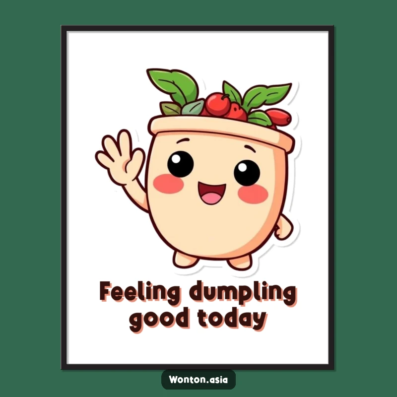 Free Printable Wall Art: Waving Potsticker, Funny Downloadable Art for a Cozy Space!