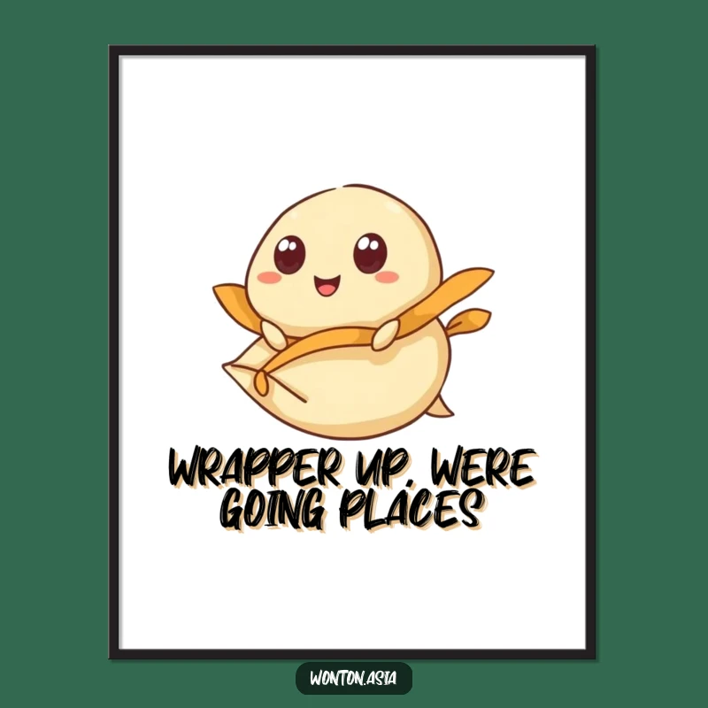 Funny Free Printable Wall Art: Wonton Flying Wrapper - Quirky Downloadable Decor