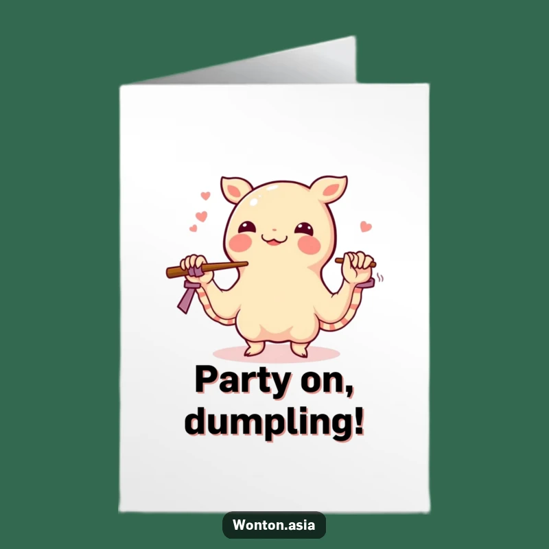 Free Printable Birthday Card: Wonton Juggling Chopsticks, Funny Downloadable Gift!