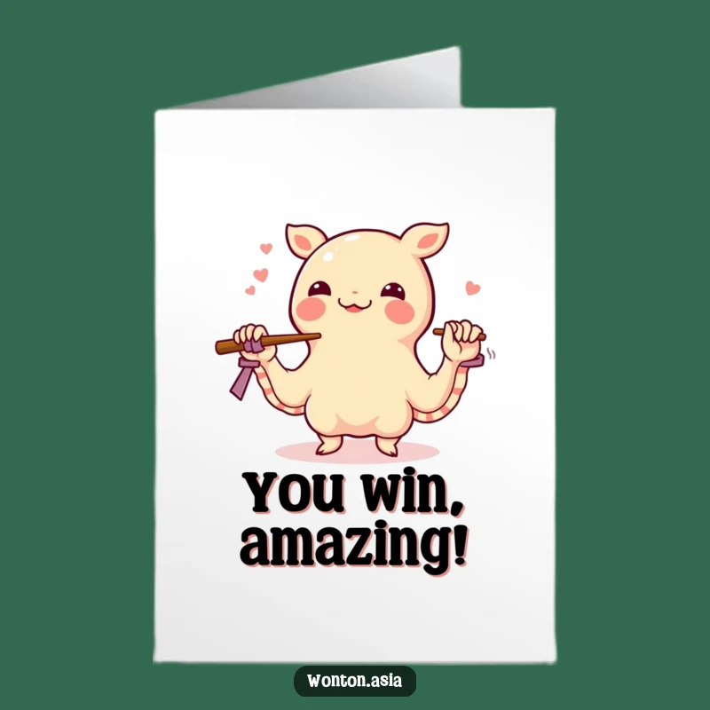 Free Printable Congrats Card: Wonton Juggling Chopsticks - Funny Downloadable!