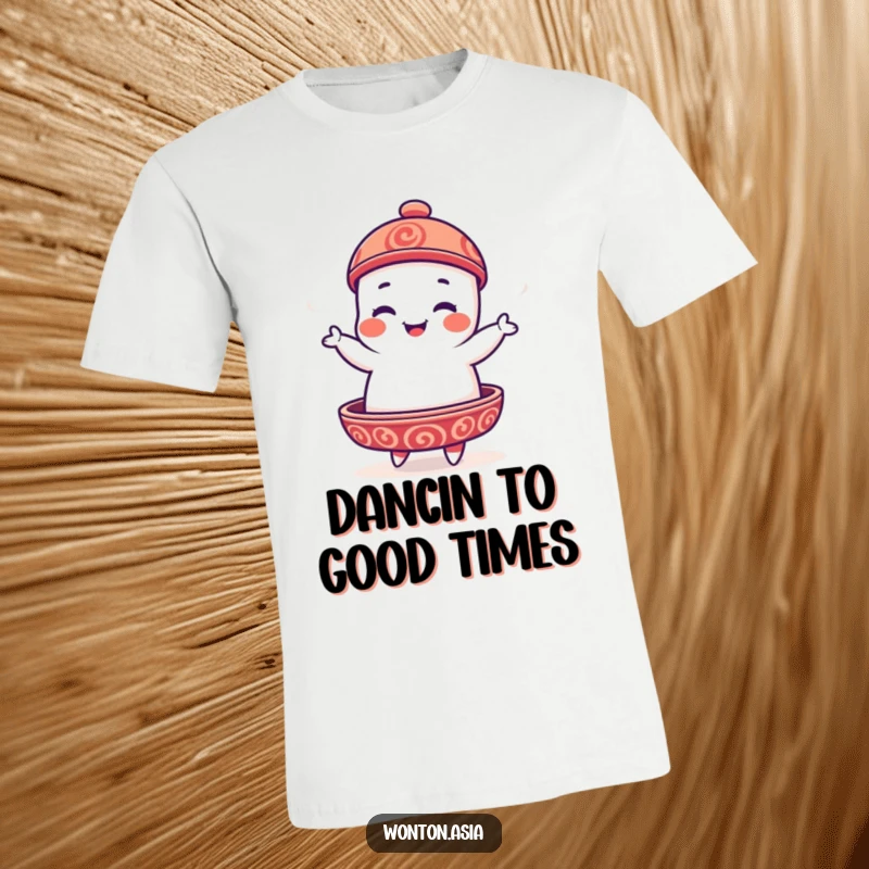 Funny Dim Sum Platter T-Shirt showcasing a playful dim sum character engaged in a hilarious, silly jig.