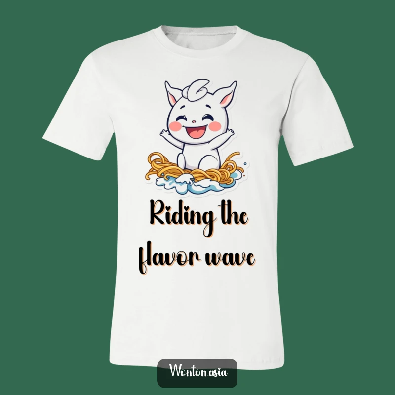 Funny Playful Wonton Noodle Wave T-Shirt - Witty Food Surfing Tee