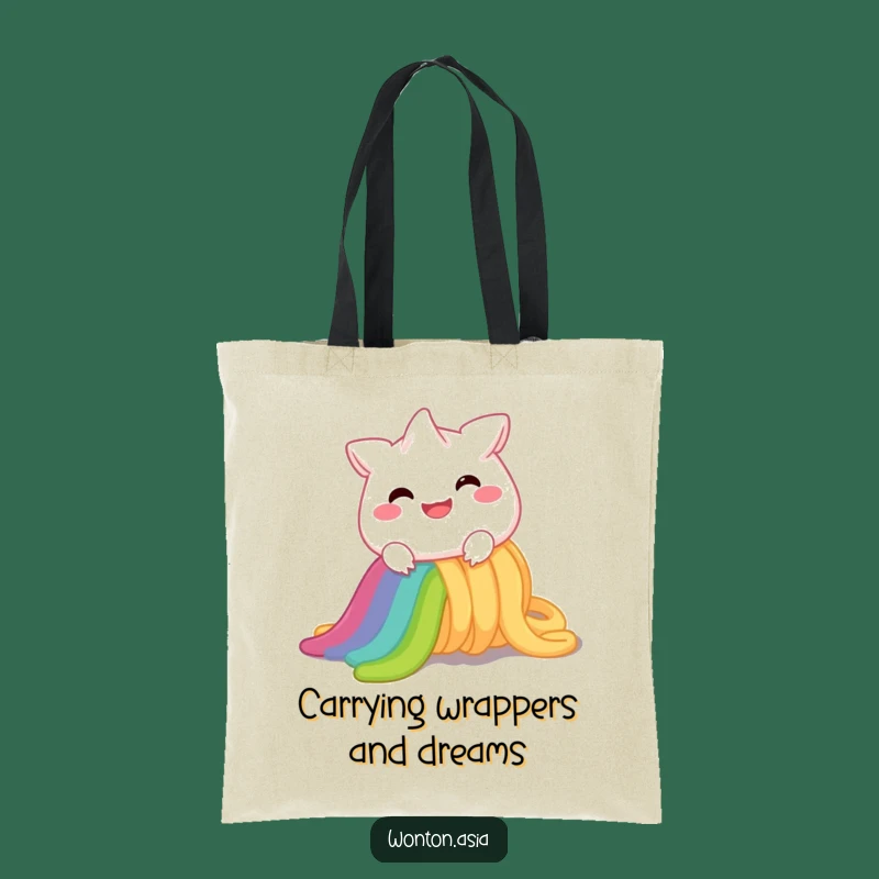 Funny Wonton Rainbow Noodle Tote Bag: Carry Your Cheer, Perfect Funny Gift!